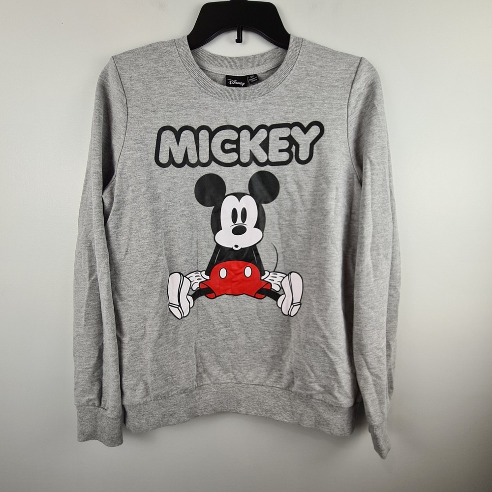 Disney Mickey Mouse Gray Graphic Crewneck Sweatshirt Womens Medium‎ MD Vacation
